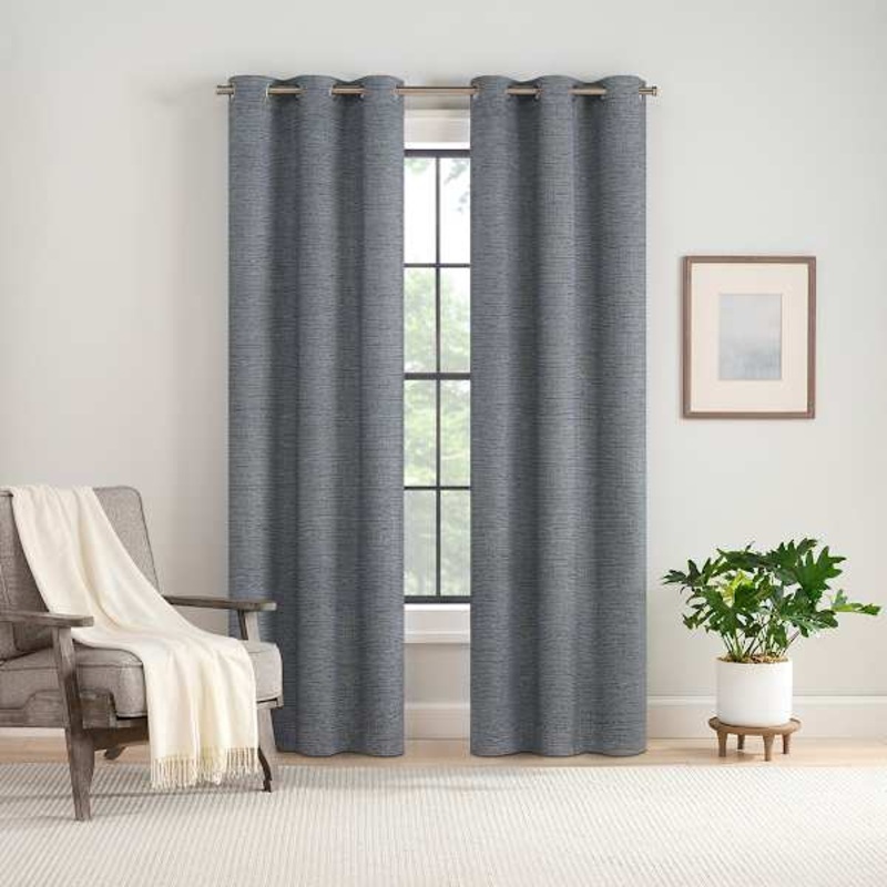 2-Pack Navy Blue Magnetic Closure Blackout Curtain Panels, 84″