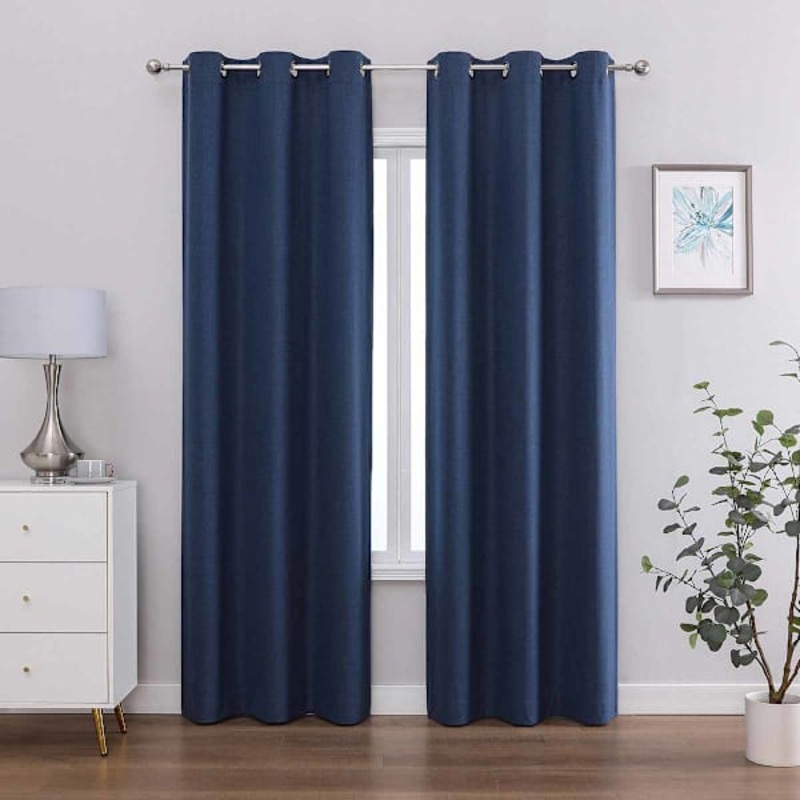 2-Pack Navy Magnetic Closure Blackout Curtain Panels, 95″