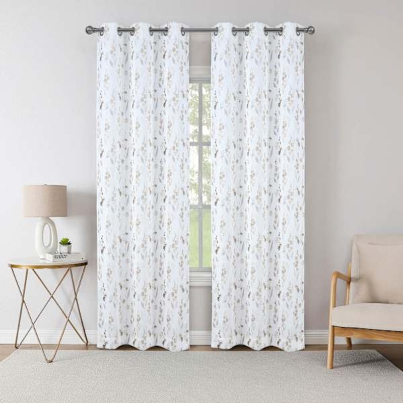 2-Pack Neutral Floral Blackout Grommet Curtain Panels, 84″