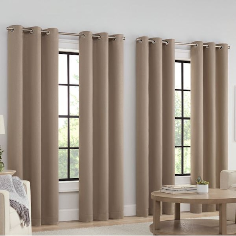 4-Pack Beige Eclipse Standford Embossed Blackout Grommet Curtain Panel Set, 84″