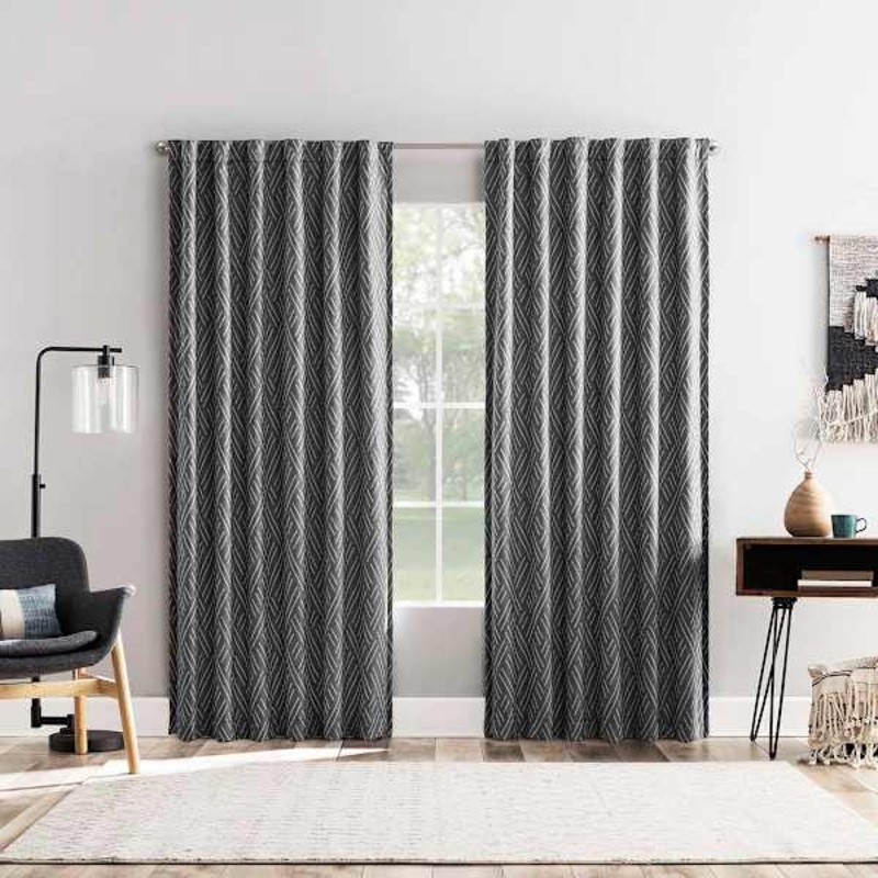 Arvid Coal Grey Blackout Curtain Panel, 84″