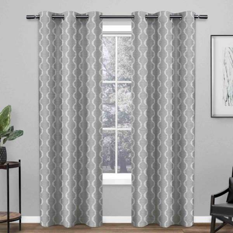 Baroque Dove Grey Light Filtering Grommet Curtain Panel, 84″