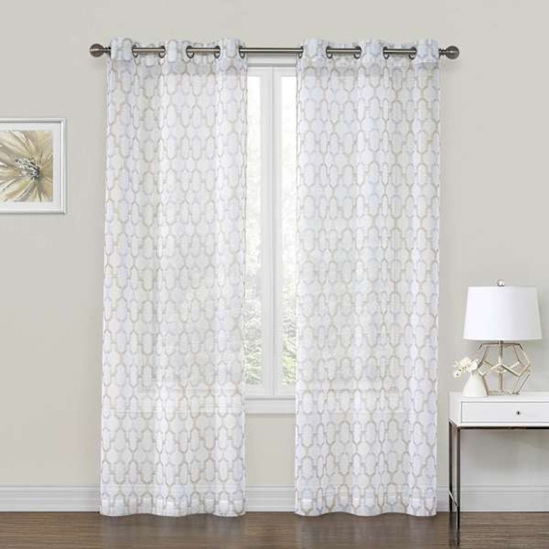 Charlton Linen Printed Sheer Grommet Curtain Panel, 84″