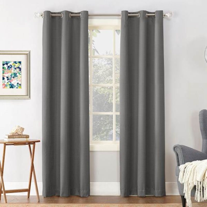 Dark Grey Thermal Room Darkening Grommet Curtain Panel, 63″