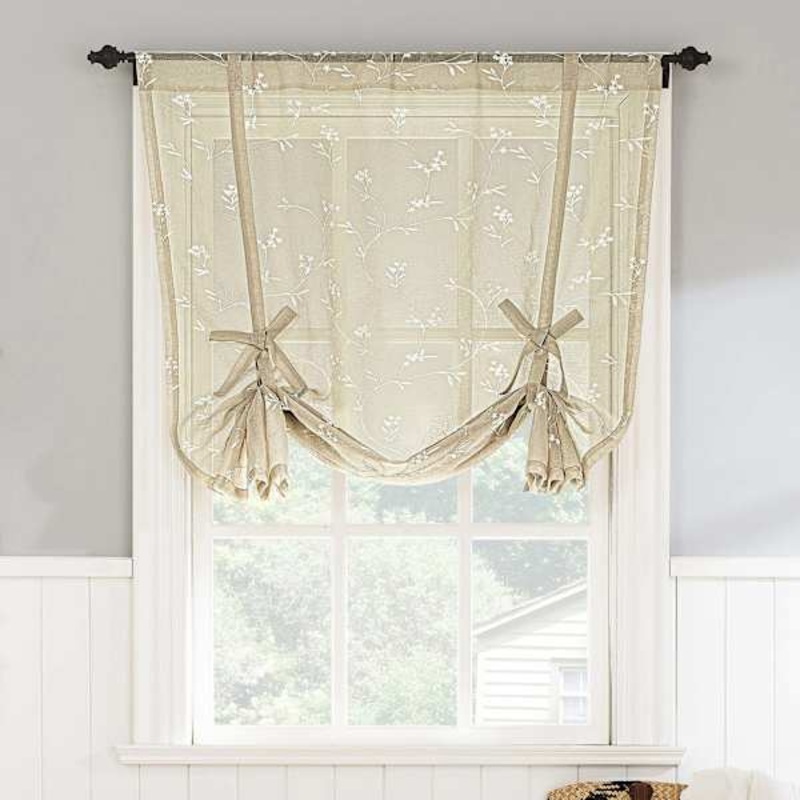 Destin White & Taupe Small Curtain Panel, 63″