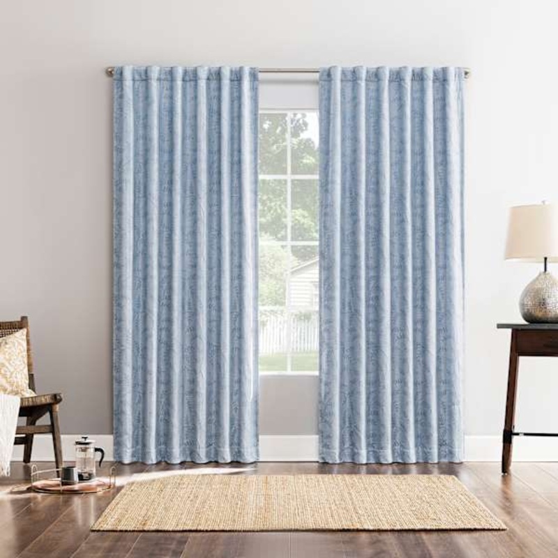 Dublin Tranquil Blue Blackout Curtain Panel, 84″
