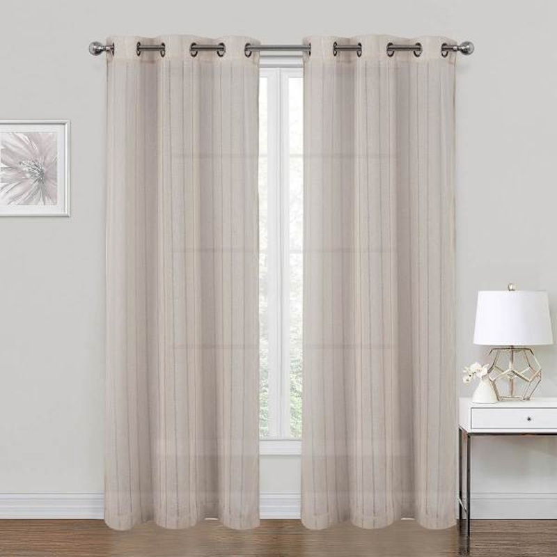 Hemstitch Linen Sheer Grommet Single Curtain Panel, 84″
