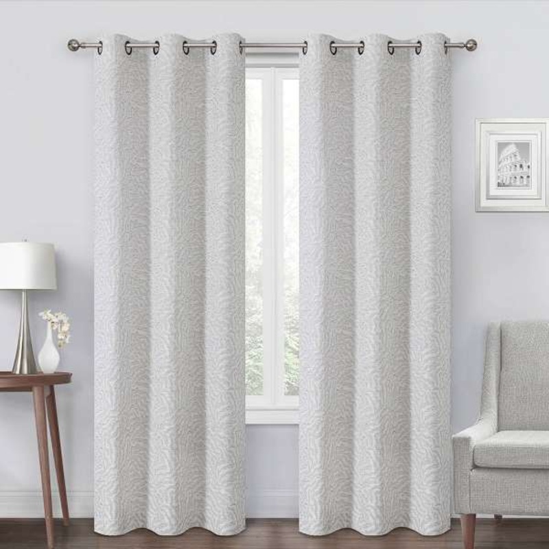 Ivory Textured Light Filtering Grommet Curtain Panel, 84″