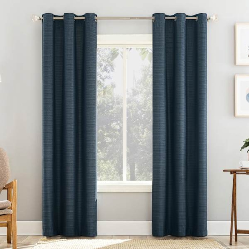 Navy Blue Room Darkening Grommet Curtain Panel, 84″