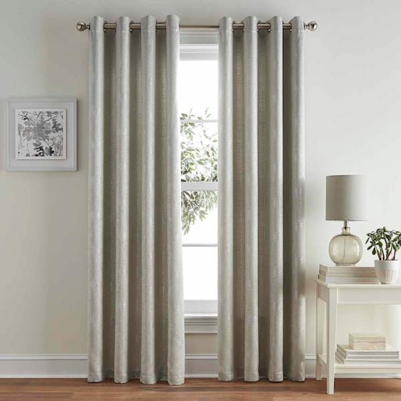 Nova Grey Metallic Room Darkening Grommet Curtain Panel, 84″