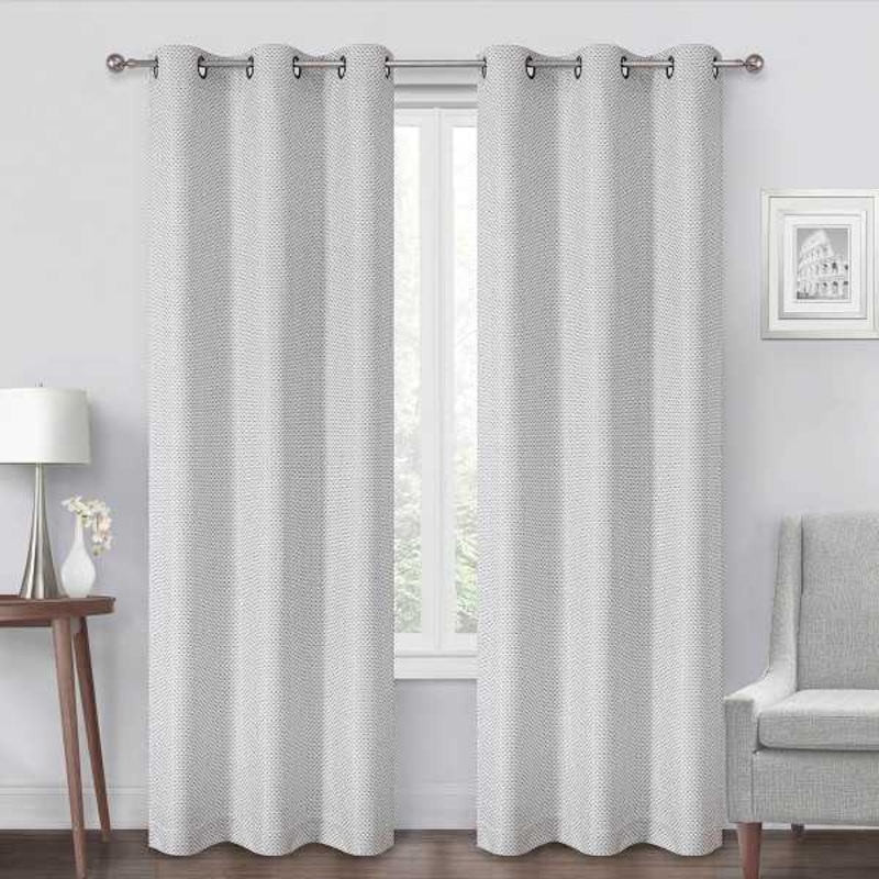 Oakdale Grey Light Filtering Grommet Single Curtain Panel, 84″