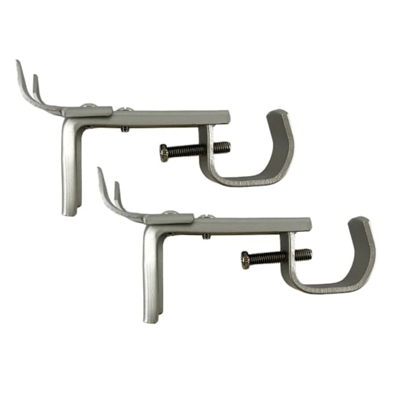 Snugset Set of 2 Adjustable Grey Metal Curtain Brackets