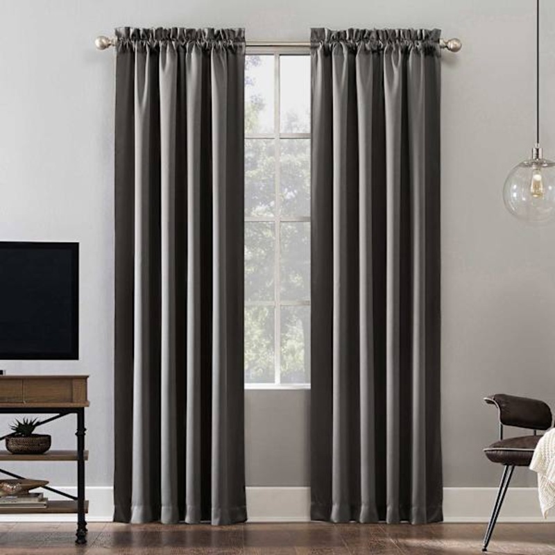 Sun Zero Oslo Grey Blackout Grommet Curtain Panel, 63″
