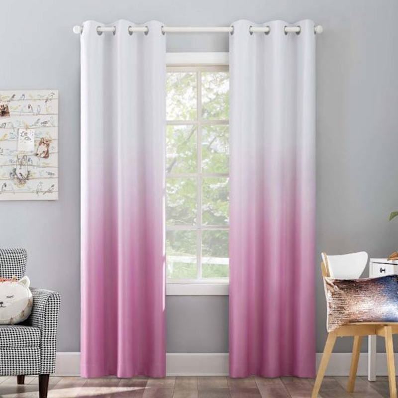 Tiny Dreamers Blush Ombre Blackout Grommet Curtain Panel, 84″