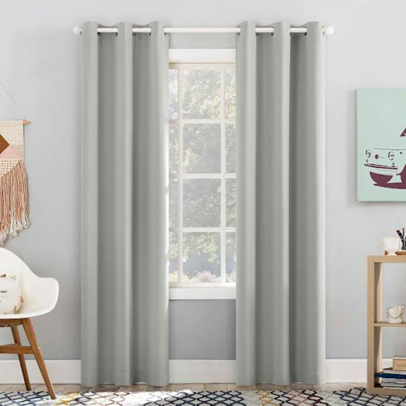 Tiny Dreamers Grey Blackout Grommet Curtain Panel, 84″
