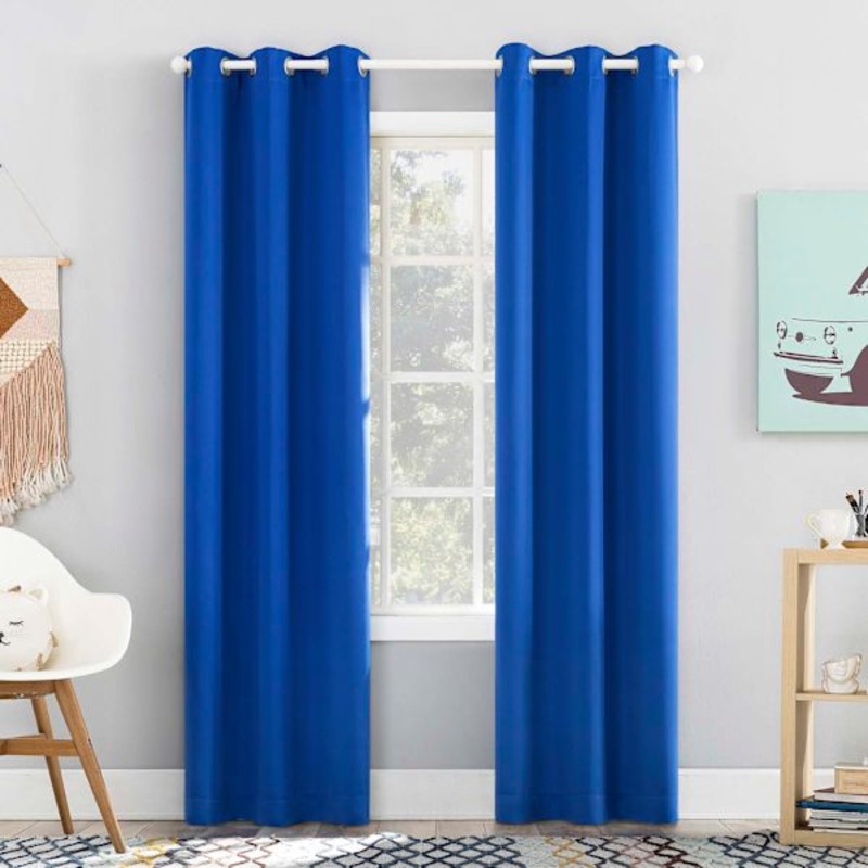 Tiny Dreamers Lyle Blue Blackout Grommet Curtain Panel, 84″