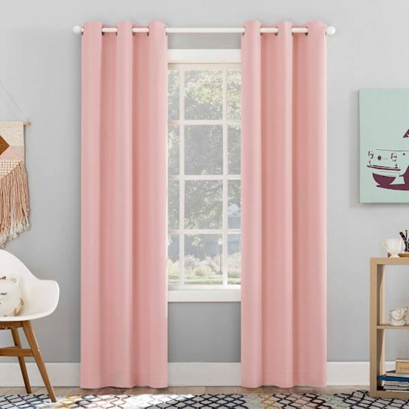 Tiny Dreamers Lyle Blush Pink Blackout Grommet Curtain Panel, 84″