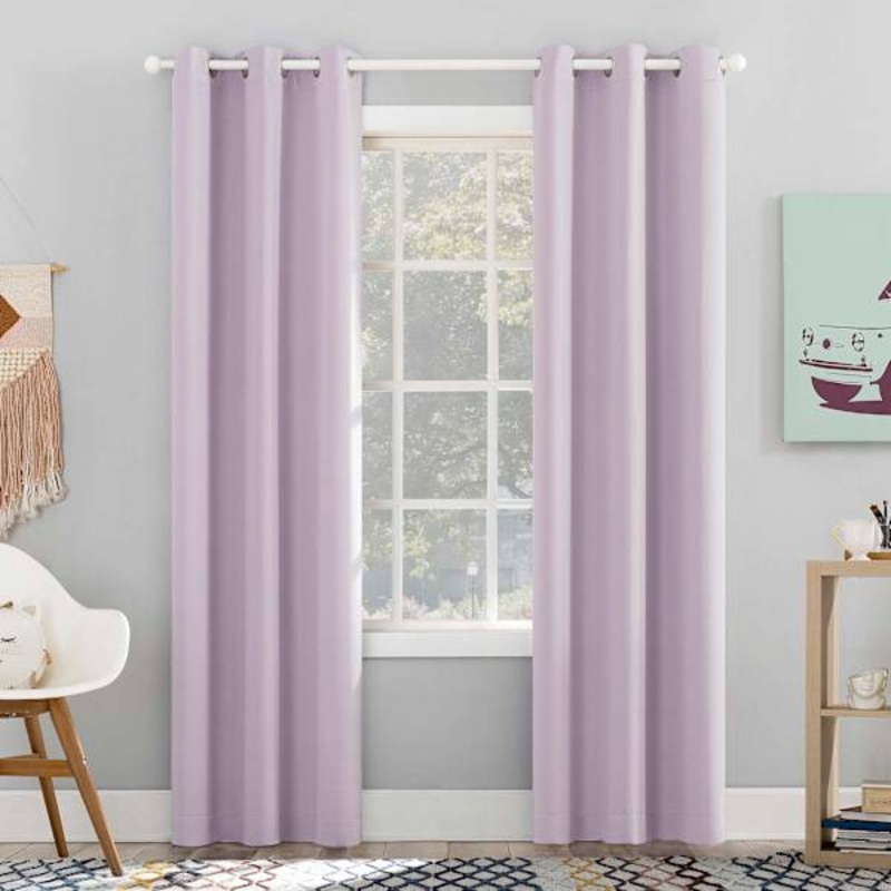 Tiny Dreamers Lyle Purple Blackout Grommet Curtain Panel, 84″