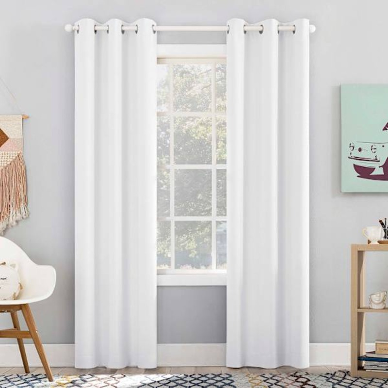 Tiny Dreamers Lyle White Blackout Grommet Curtain Panel, 84″