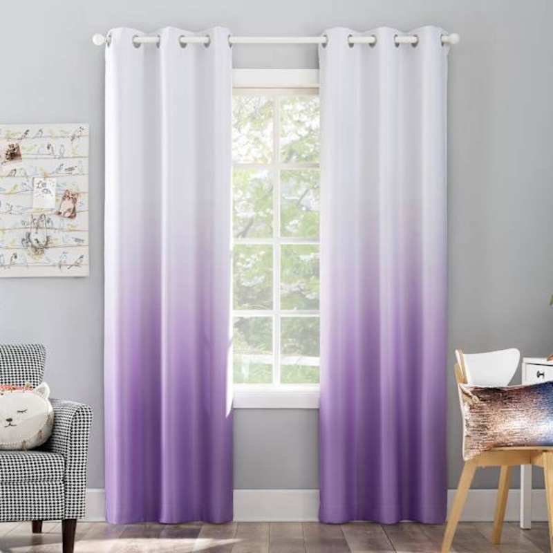 Tiny Dreamers Purple Ombre Blackout Grommet Curtain Panel, 84″