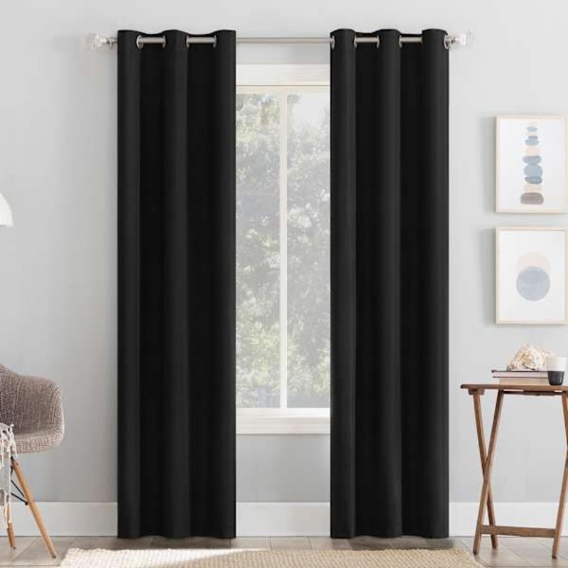 Tremont Black Room Darkening Grommet Curtain Panel, 63″
