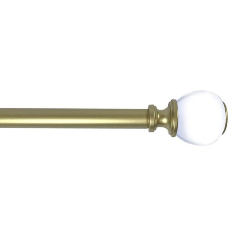 Turner 1/2″ Brass Finish Clear Ball Adjustable Curtain Rod, 18-36″