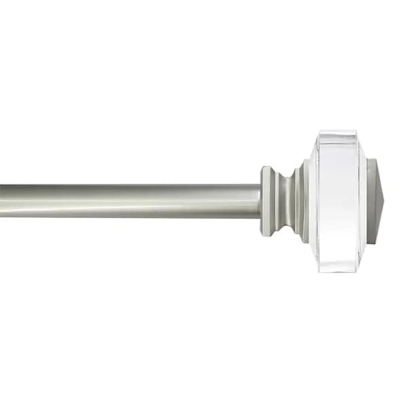 Tyson 3/4″ Clear Nickel Square Curtain Rod, 28-48″