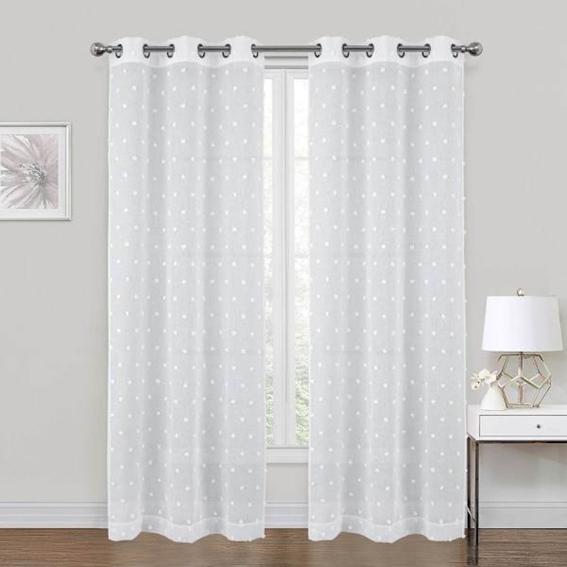 White Angel Clipped Sheer Grommet Single Curtain Panel, 84″