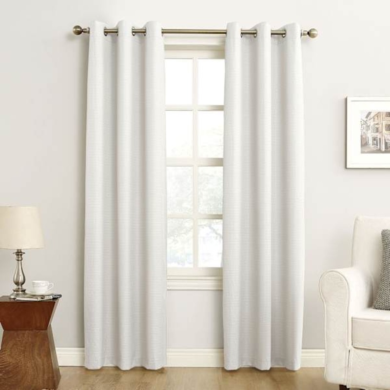 White Thermal Room Darkening Grommet Curtain Panel, 63″