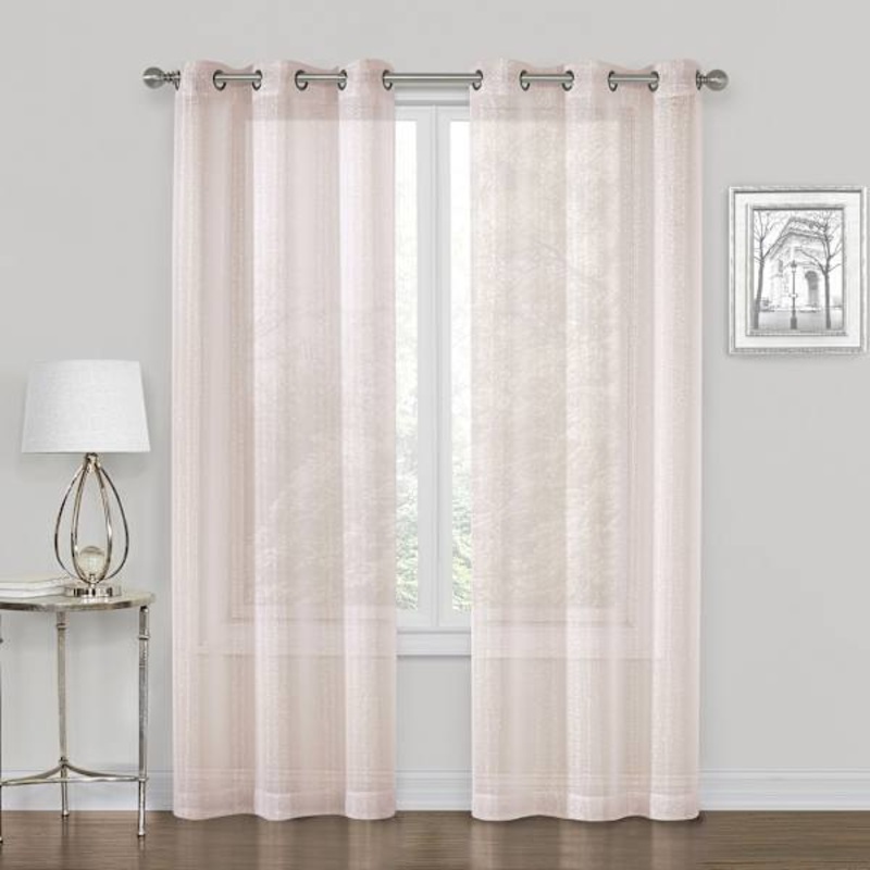 Whittier Blush Metallic Sheer Grommet Curtain Panel, 63″
