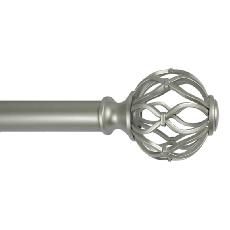 Winslow 1″ Nickel Cage Curtain Rod, 72-120″
