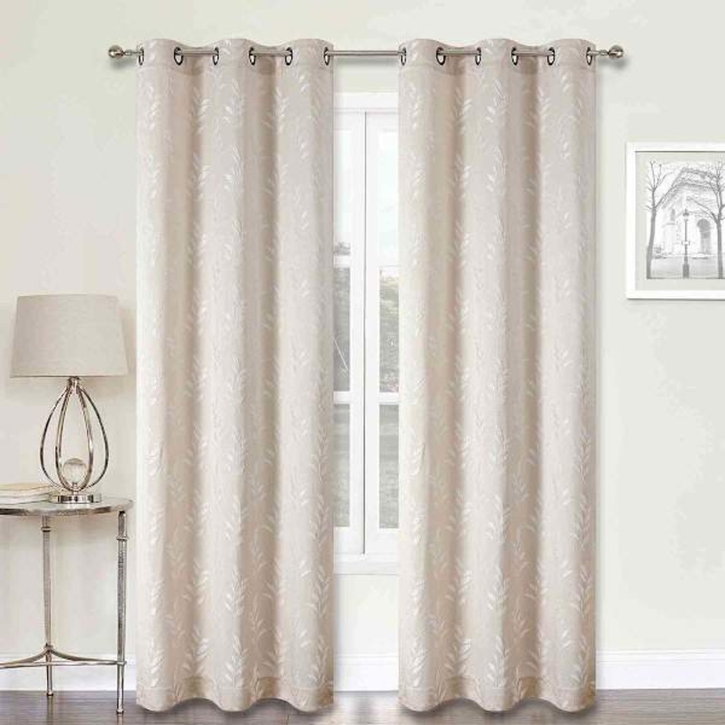 2-Pack Aziel Beige Light Filtering Grommet Curtain Panel Set, 95″