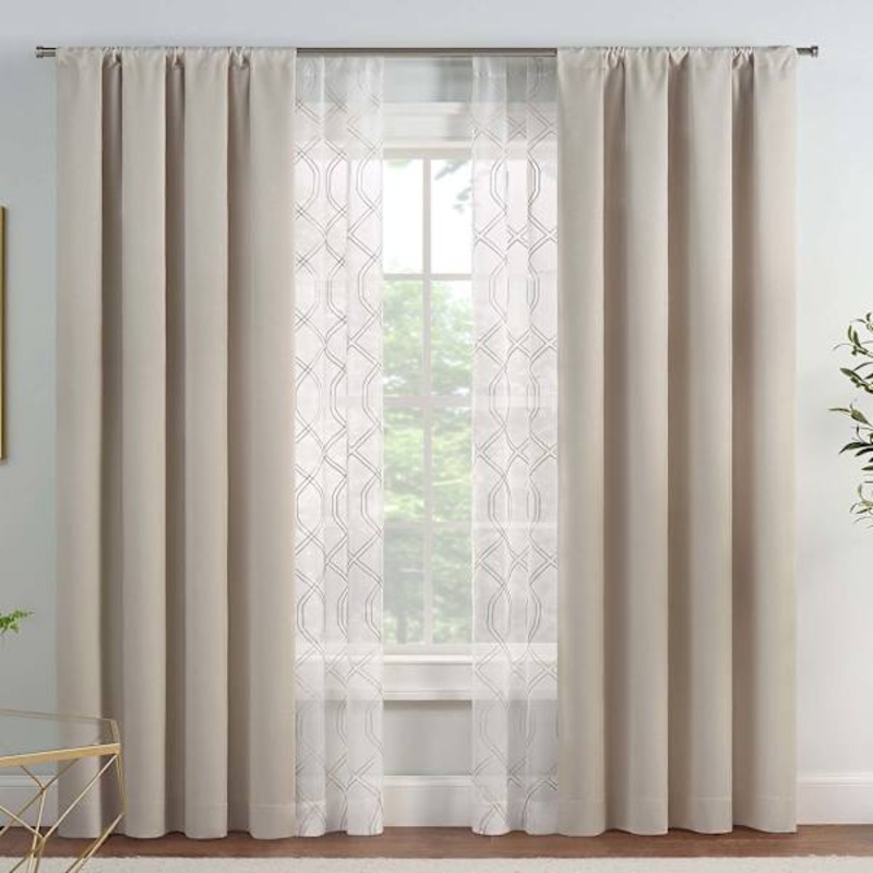 4-Pack Linen Eclipse Kensett Blackout Embroidered Curtain Panel Set, 84″