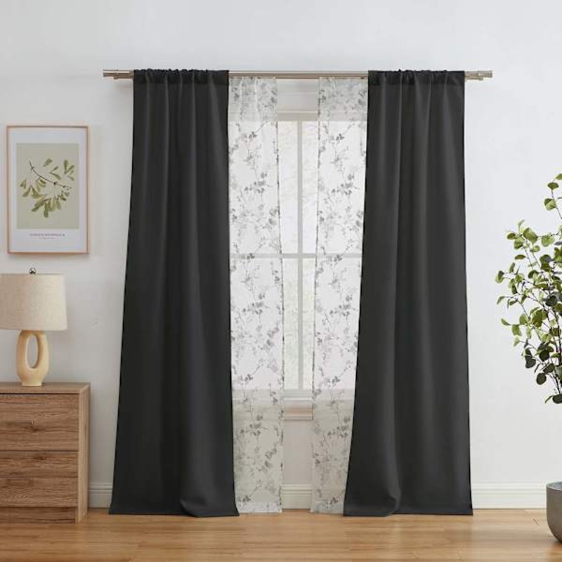 4-Pack Ryder & Greenwood Black Light Filtering Curtain Panels, 84″