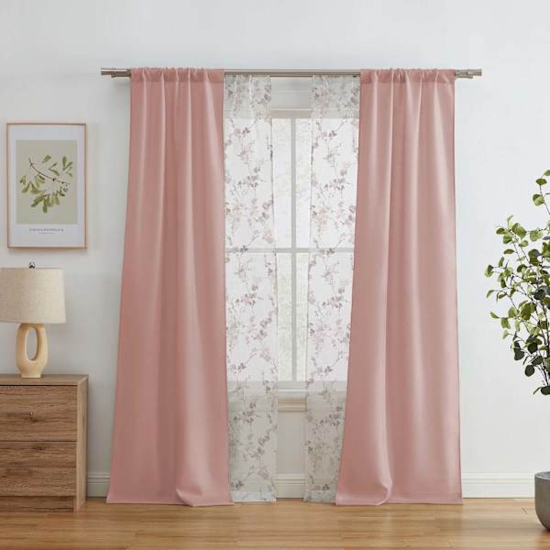 4-Pack Ryder & Greenwood Blush Light Filtering Curtain Panels, 84″