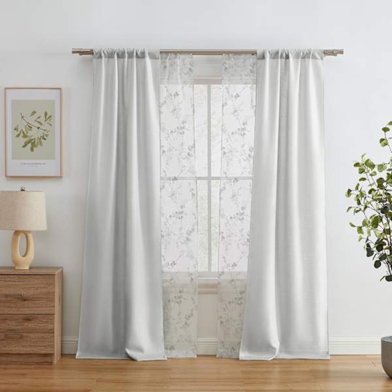 4-Pack Ryder & Greenwood Light Grey Light Filtering Curtain Panels, 84″