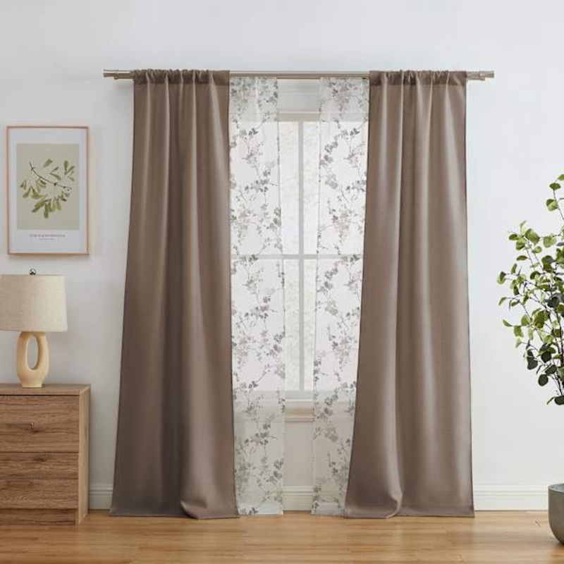 4-Pack Ryder & Greenwood Taupe Light Filtering Curtain Panels, 84″