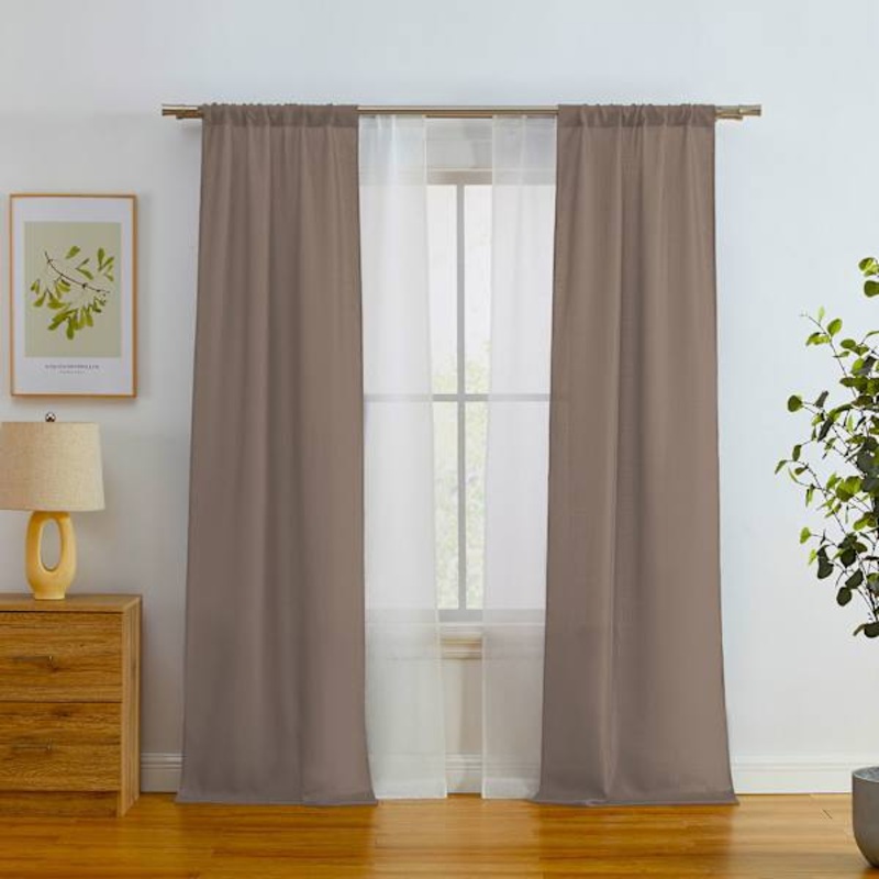 4-Pack Ryder & Kelso Taupe Light Filtering Curtain Panels, 84″