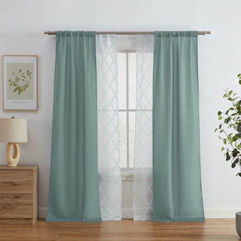 4-Pack Ryder & Oakfield Aqua Light Filtering Curtain Panel Set, 84″