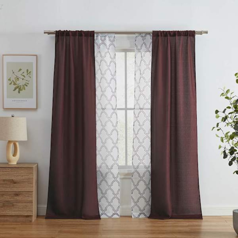 4-Pack Ryder & Oakfield Rhubarb Light Filtering Curtain Panels, 84″