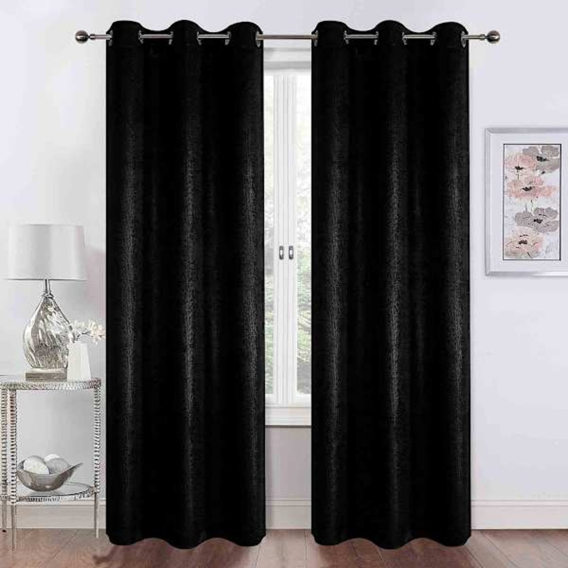Barnes Black Textured Grommet Curtain Panel, 84″