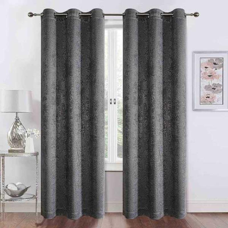 Barnes Grey Textured Grommet Curtain Panel, 84″