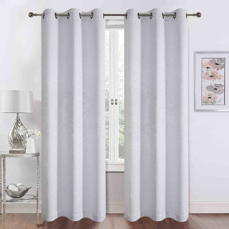 Barnes White Textured Grommet Curtain Panel, 84″