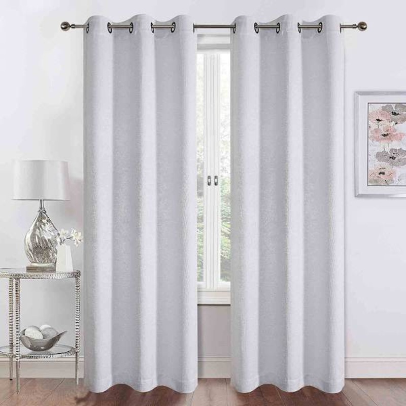 Barnes White Textured Grommet Curtain Panel, 95″