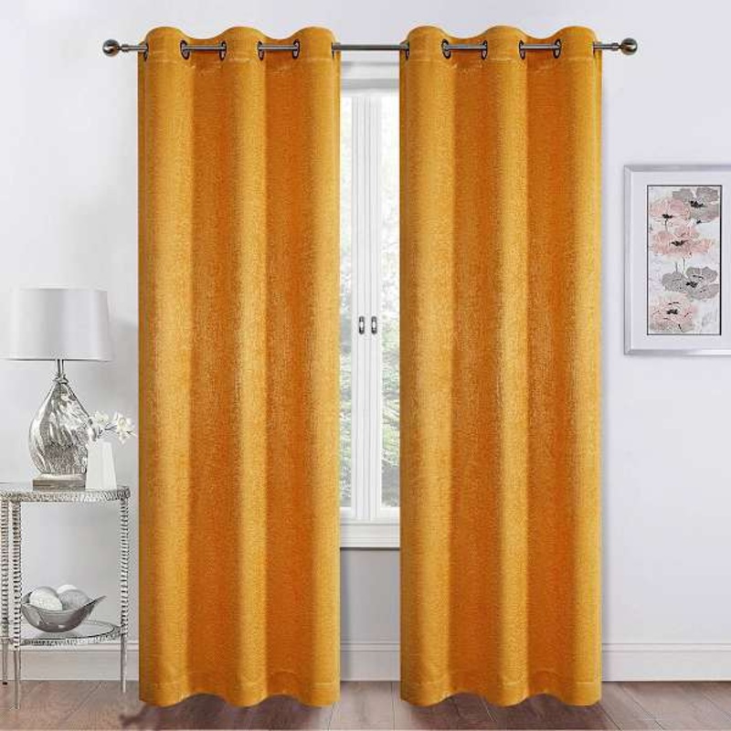 Barnes Yellow Textured Grommet Curtain Panel, 84″
