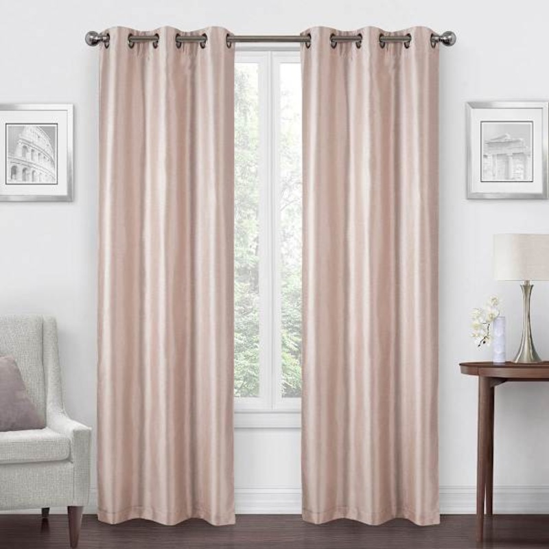 Blush Faux Silk Blackout Grommet Curtain Panel, 84″