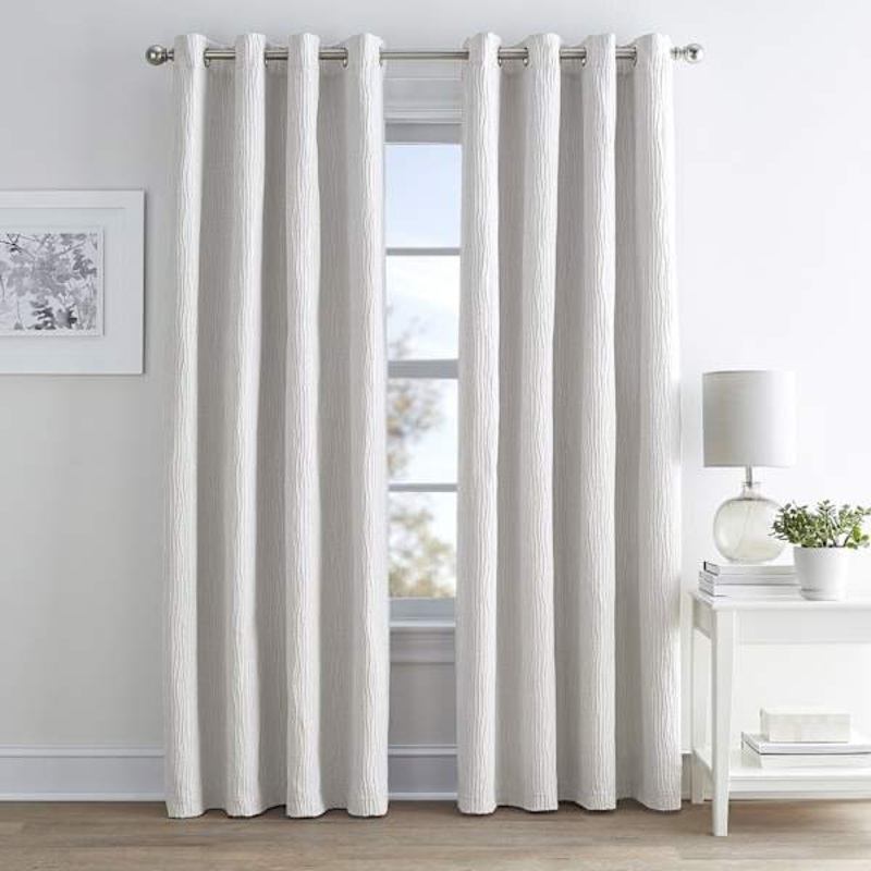 Bristol White Textured Blackout Grommet Curtain Panel, 84″