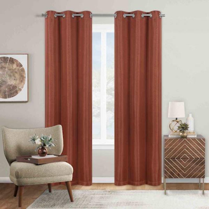 Cameron Spice Herringbone Blackout Curtain Panel, 84″