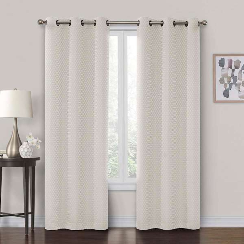 Crosby St. Sullivan Neutral Shrink Yarn Light Filtering Grommet Curtain Panel, 84″