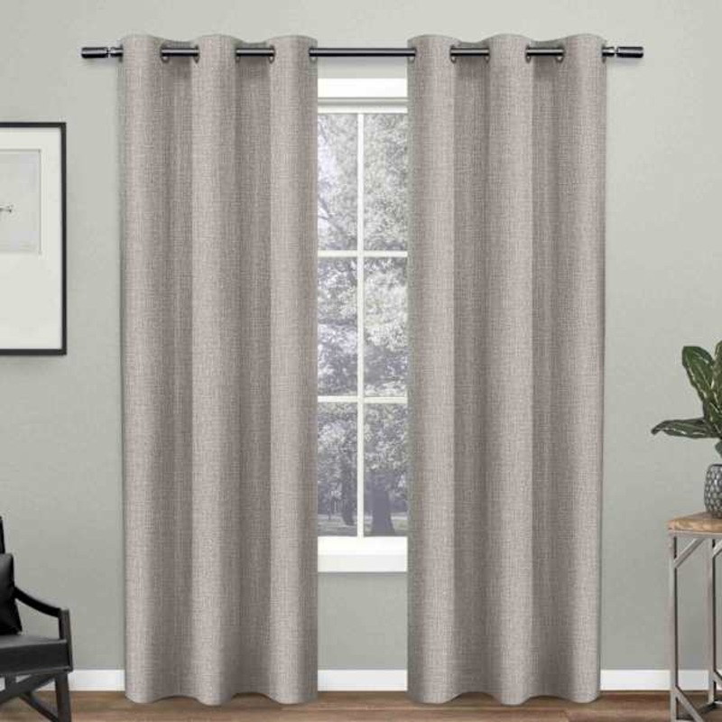 Crossweave Dove Grey Light Filtering Grommet Curtain Panel, 96″